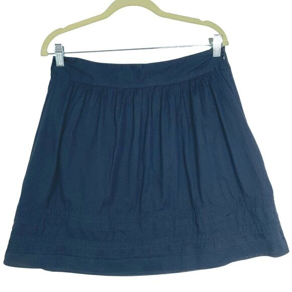 LOFT Navy Blue Pintuck Hem Skirt, size 4, Lined, 100% cotton - Picture 2 of 9